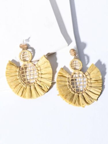 Feathered Long Women's Assorted Color Tassel Bamboo Feathered Statement Fashion Earrings