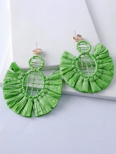 Feathered Long Women's Assorted Color Tassel Bamboo Feathered Statement Fashion Earrings