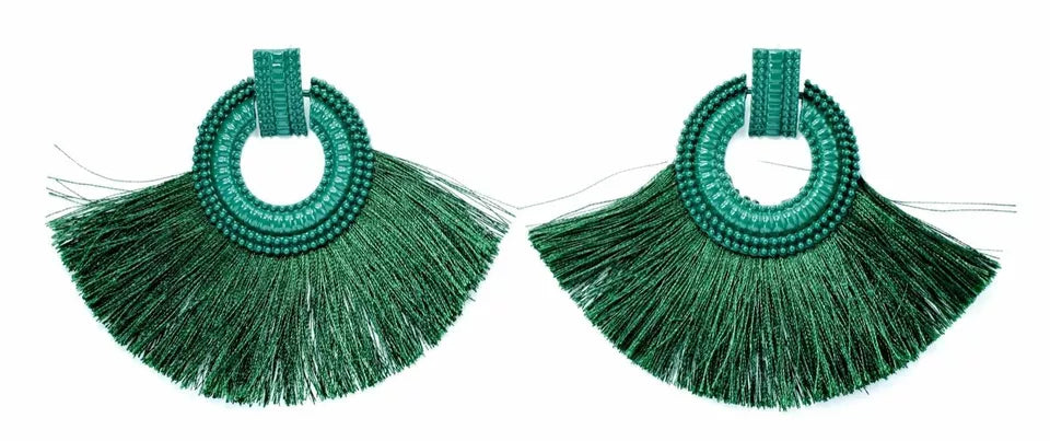 Fashion Statement Dangle Earrings Tassels Fan Round Ear Studs Trendy Accessories for Women