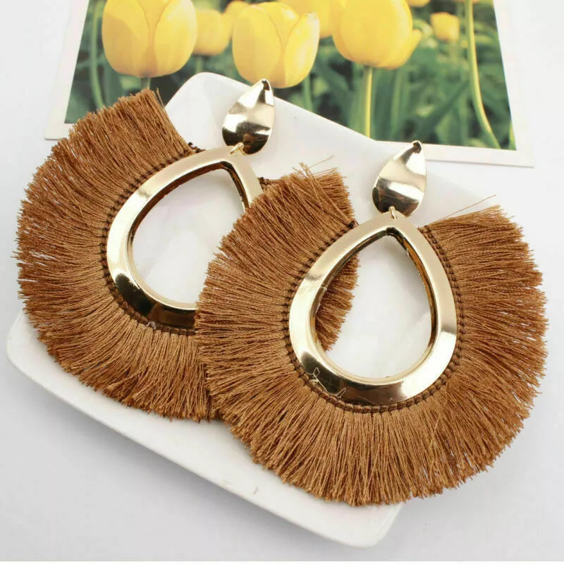 Women Sassy Classy Fringe Earring Statement Jewelry Fashion Bohemian Tassel Earrings