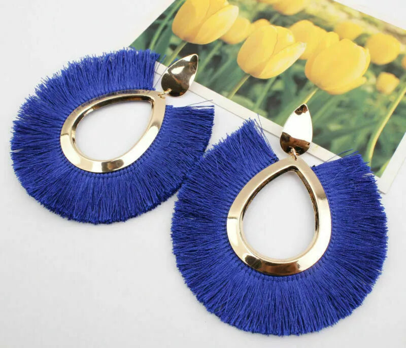 Women Sassy Classy Fringe Earring Statement Jewelry Fashion Bohemian Tassel Earrings