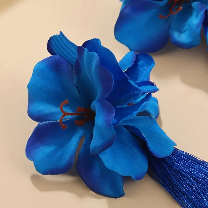 Pretty Flower Tassel Drop Earrings Elegant Ear Jewelry for Women Girls Accessories