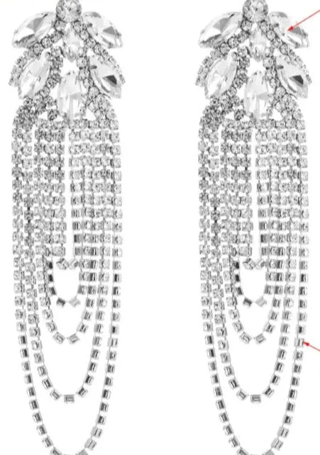 Glamorous Rhinestones Tassel Crystal Drop Luxury Jewelry for Women High Fashion Statement Diva Accessories