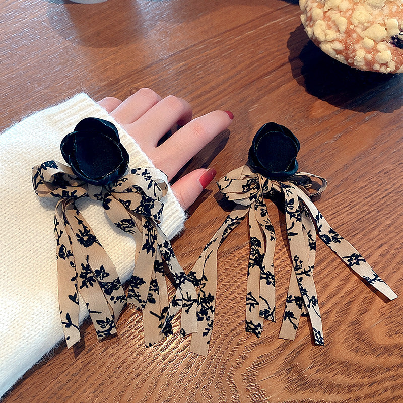 Warm Color Fashion Fabric Tassel Bow Petal Earrings Simple and Cute Trendy Earrings for Women