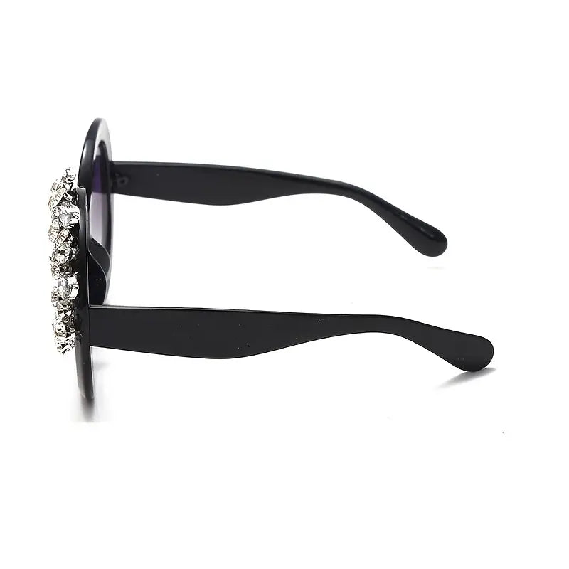 Chic Diva Oversized Round Frame Women Rhinestone Eyewear Sunglasses