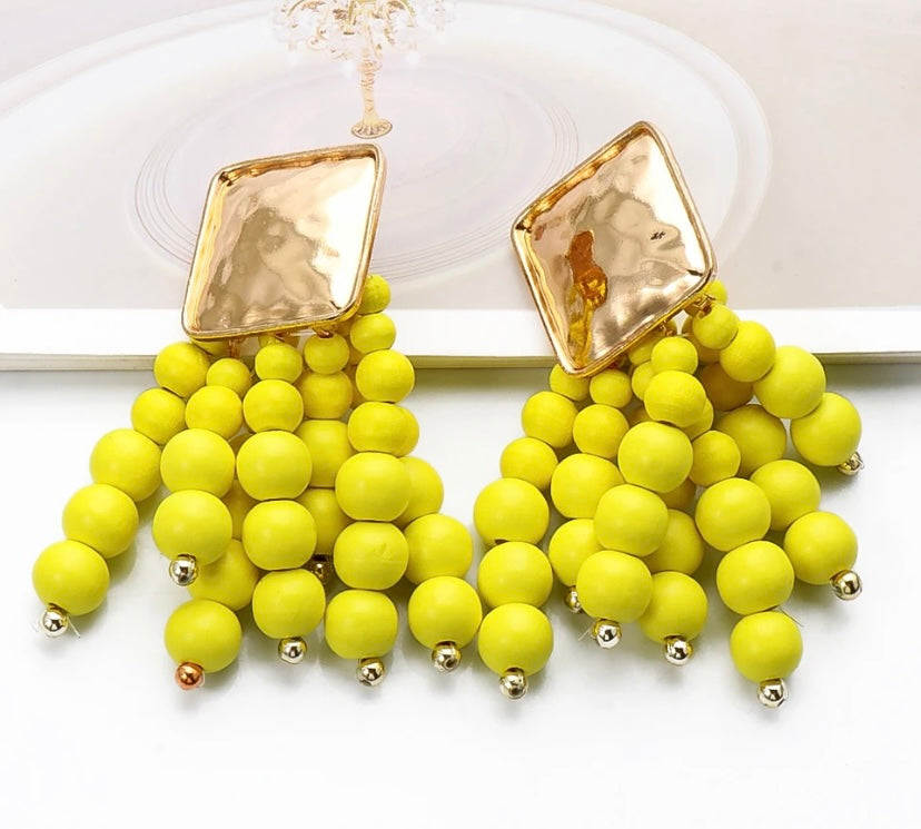 Glam Cute Statement Beaded Drop Earrings Fashion Trendy Jewelry Accessories for Women Accessories