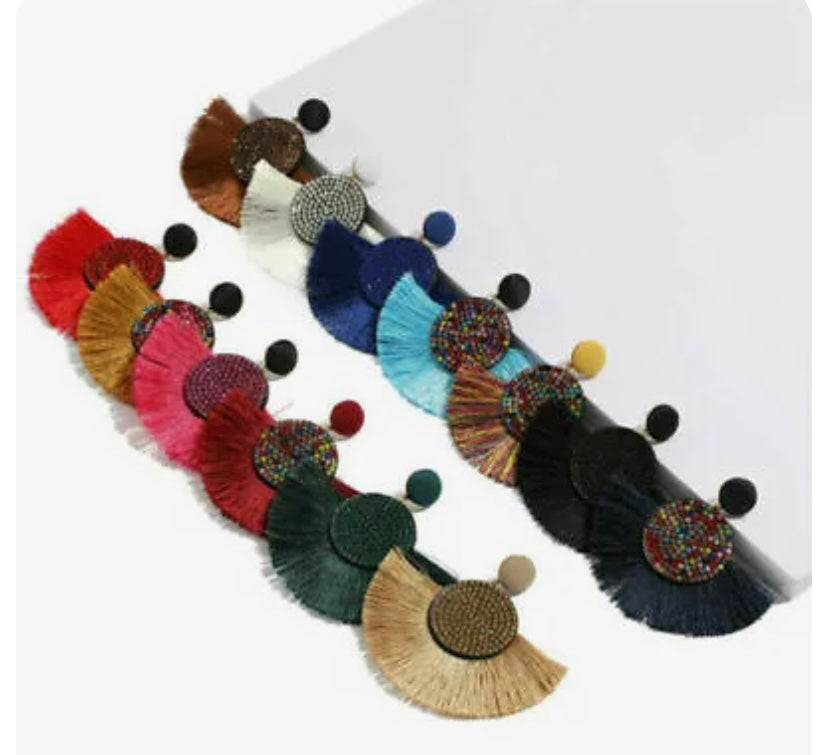 Fan Styled Statement Dangle Earrings for Women Pendant Tassel Earrings Jewelry