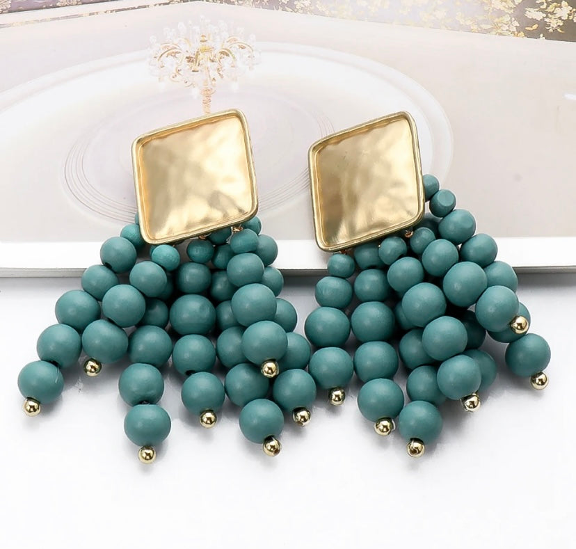 Glam Cute Statement Beaded Drop Earrings Fashion Trendy Jewelry Accessories for Women Accessories