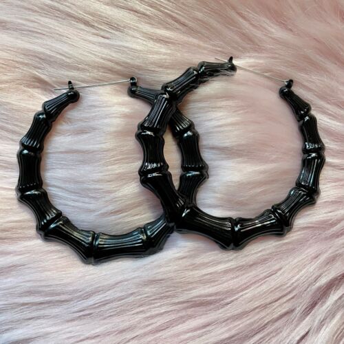 New Women's Big Hoop Large Bamboo Fashion Statement Earrings Jewelry MJB Styled