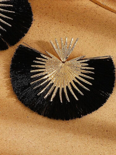 New Trendy Fan Tassel Bamboo Statement Fashion Earrings Ladies Women’s Jewelry