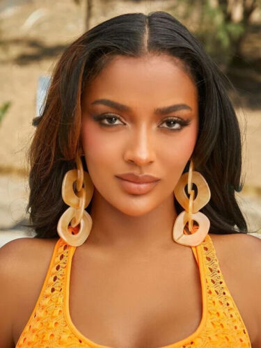 Yellow Gold Resin Fashion Women Statement Geometric Drop Earrings Ladies Chic Jewelry