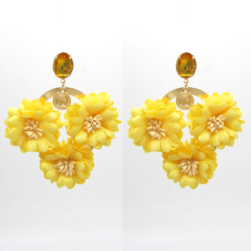 Summer Spring Flower Fashion Statement Pendant Rhinestone for Women Dangle Luxury Earrings Accessories