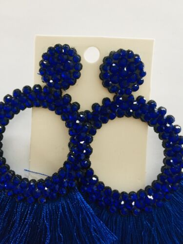 Cute Trendy Tassel Crystal Feathered Statement Fashion Rhinestone Earrings Women’s