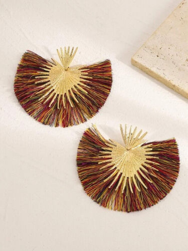 New Trendy Fan Tassel Bamboo Statement Fashion Earrings Ladies Women’s Jewelry