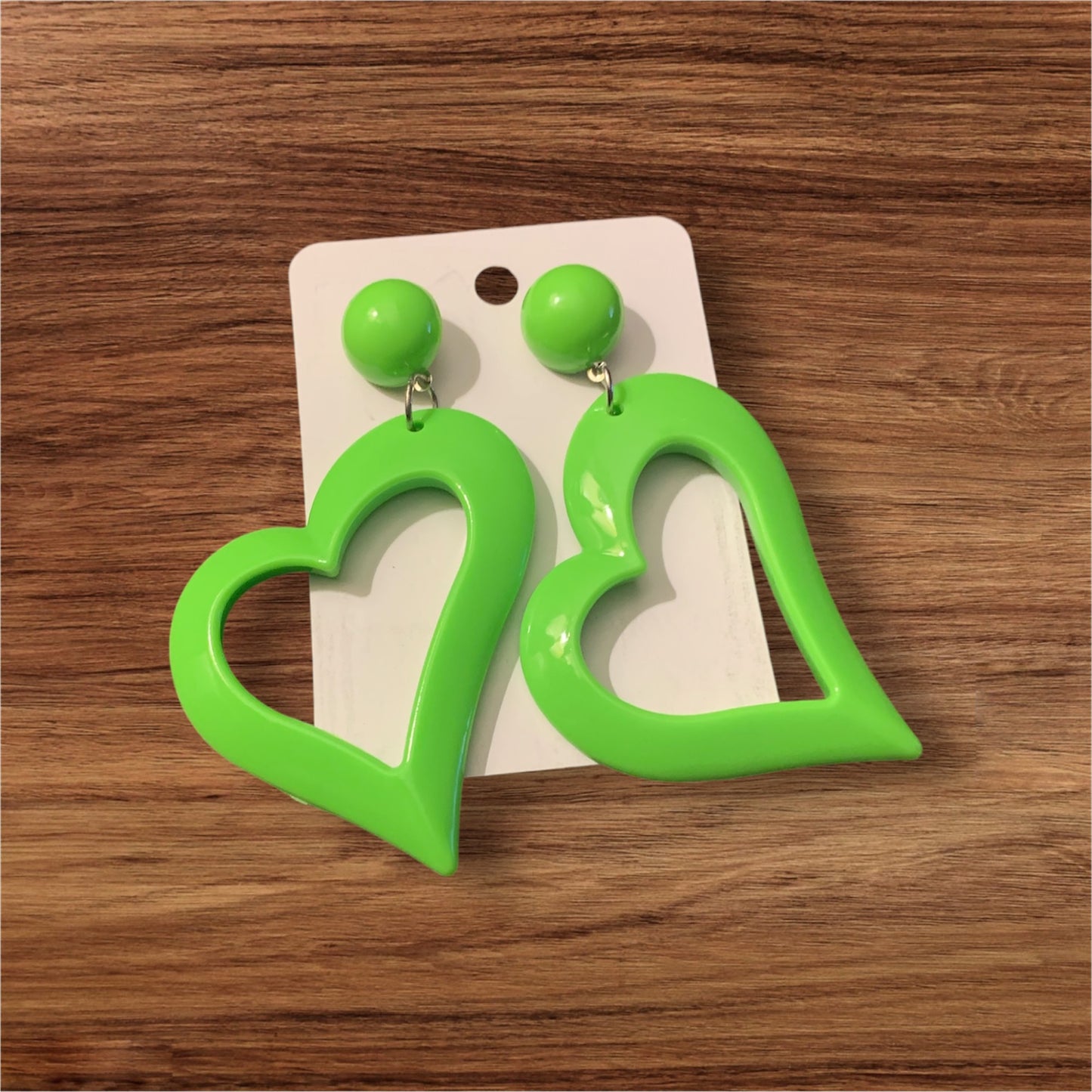 Cute & Bold Acrylic Heart Earrings in Fluorescent Colors Perfect for All Season Wear Accessories