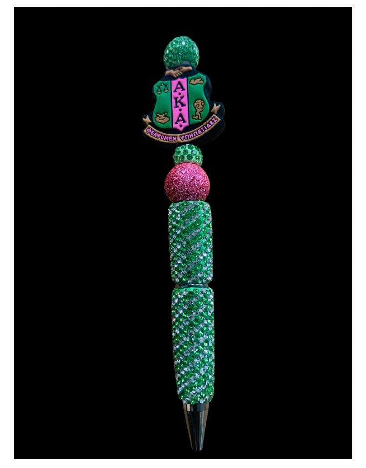 Sorority Rhinestone Custom Made Focal Beaded Fancy Bling Glitter Writing Pen