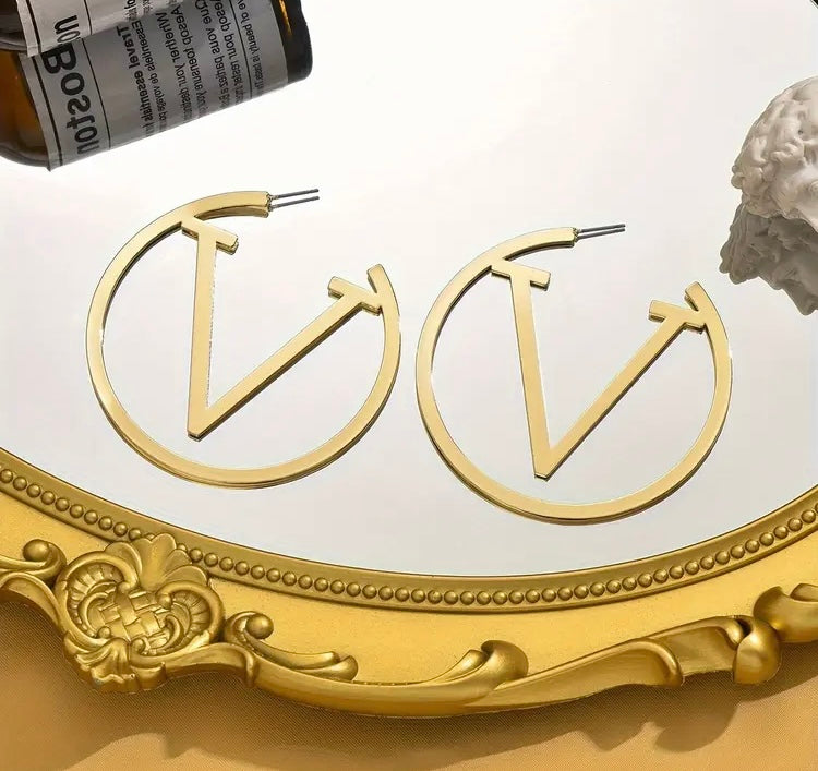 Hoop Styled Letter Designed Fashion In Style Earrings