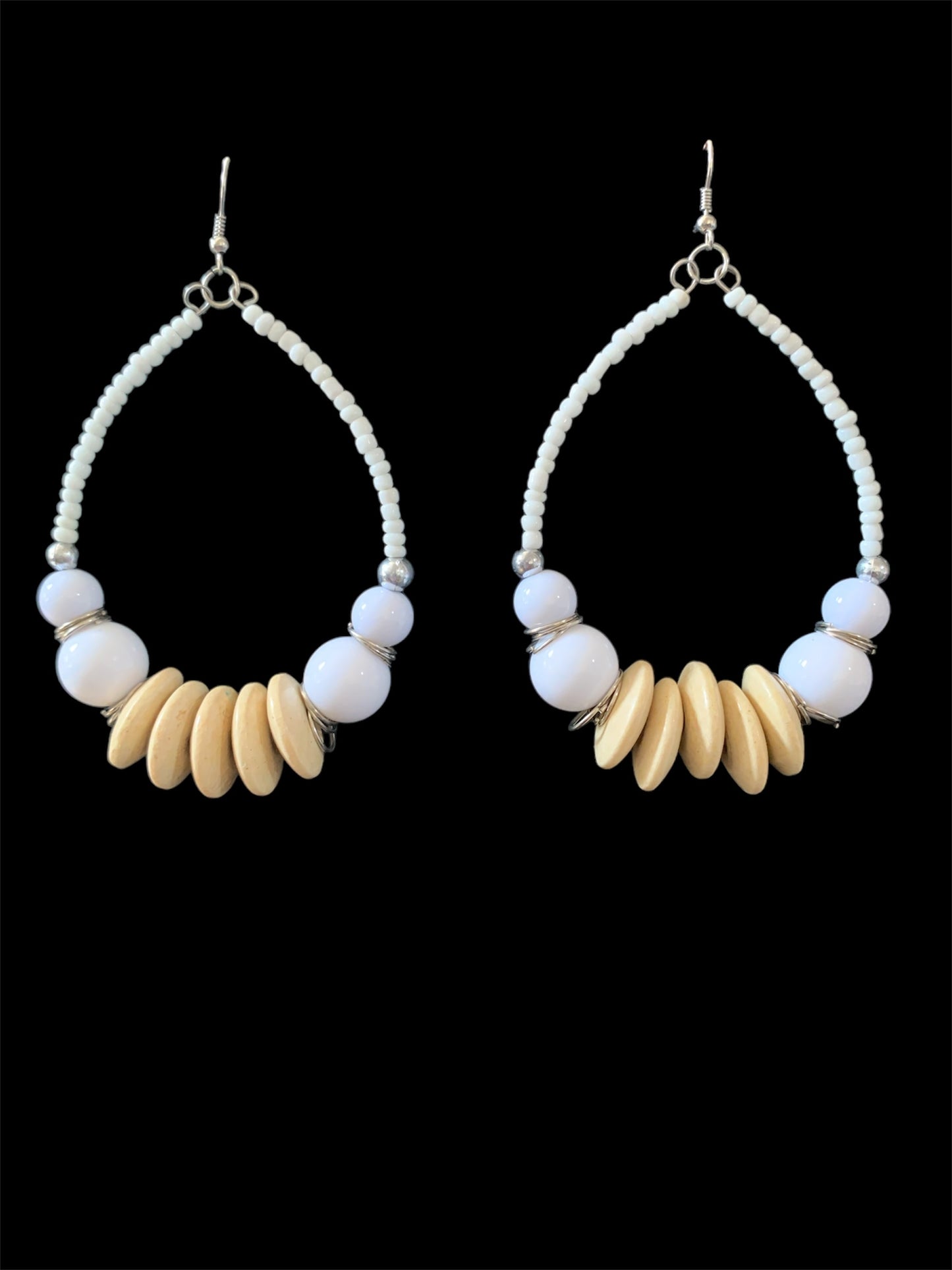 Beautiful Hoop Styled Oval Round Beaded Chain Drop Earrings High Quality Diva Trendy Fashion Statement Jewelry Accessories