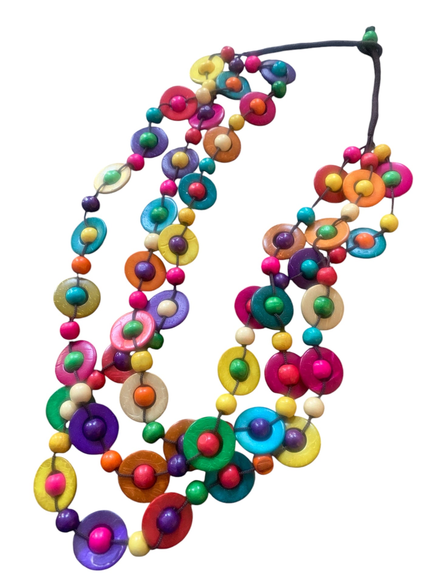 Three Strand Fashion Beaded  Wood Bohemian Statement Necklace Jewelry Accessories