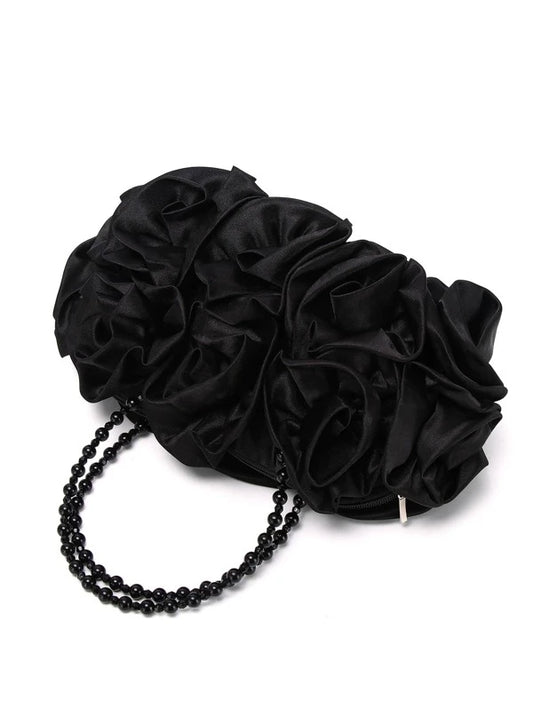 All Everything Rose Flower Designed Evening Formal Wedding Baguette Purse Bag Tote