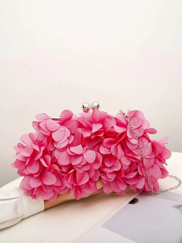 Pretty Girl Pink Flower Petal Ladies Fashion Novelty Bag Tote Purse