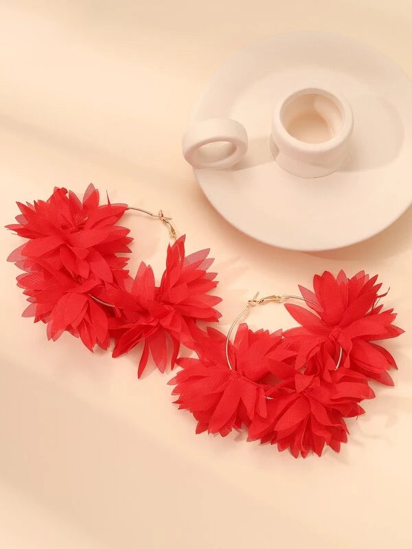 Cute Island Girl Styled Fashion Flower Hoop Earrings for Ladies Accessories