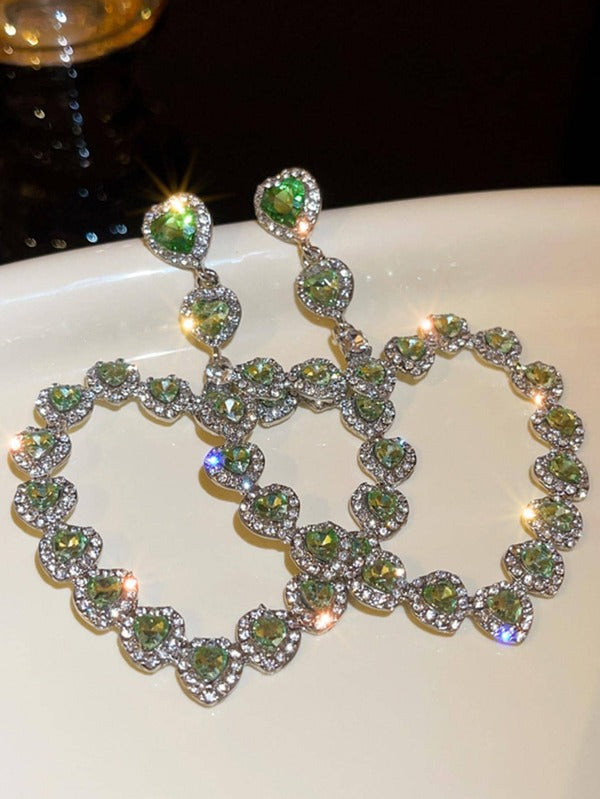 I Love You Rhinestones Earrings Colorful Heart Earrings  Jewelry Women Accessories