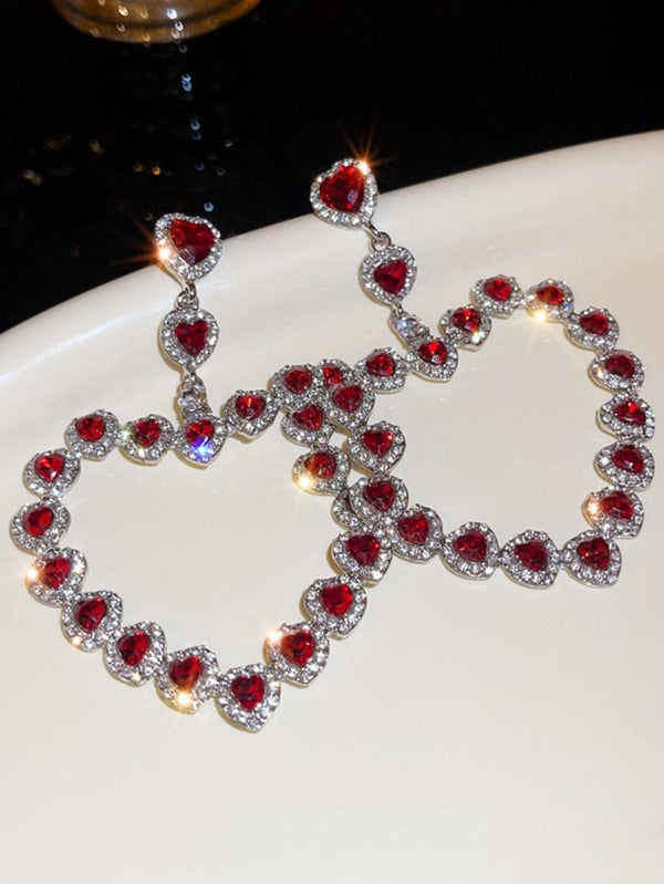 I Love You Rhinestones Earrings Colorful Heart Earrings  Jewelry Women Accessories