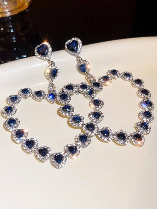 I Love You Rhinestones Earrings Colorful Heart Earrings  Jewelry Women Accessories