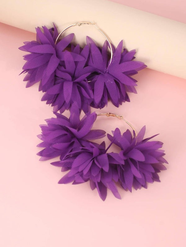 Cute Island Girl Styled Fashion Flower Hoop Earrings for Ladies Accessories