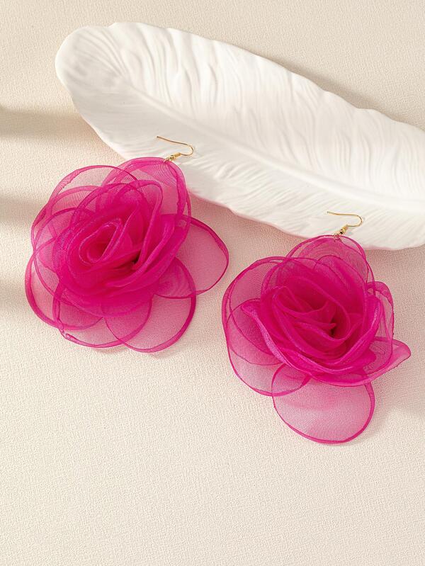 Beautiful n Fabulous Fabric Organza Rose Phantom Flower Designed Earring for Women