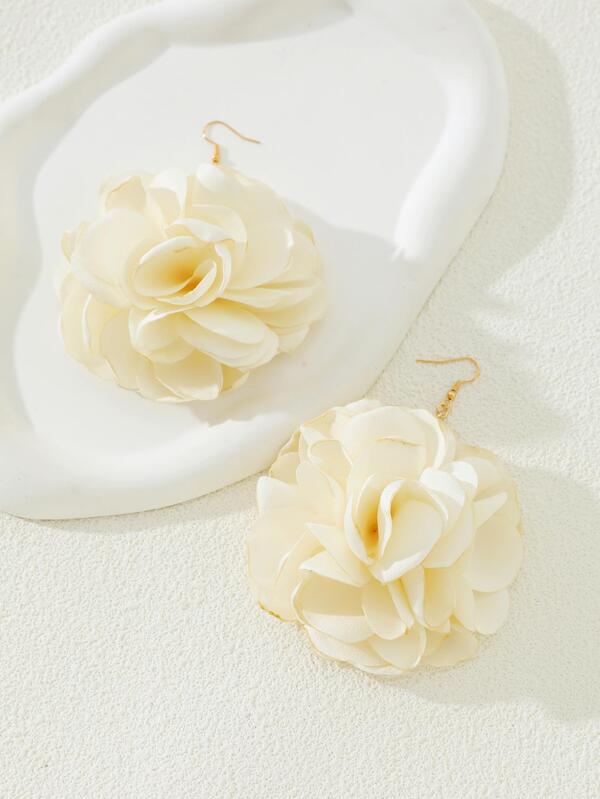 Beautiful n Fabulous Fabric Organza Rose Phantom Flower Designed Earring for Women