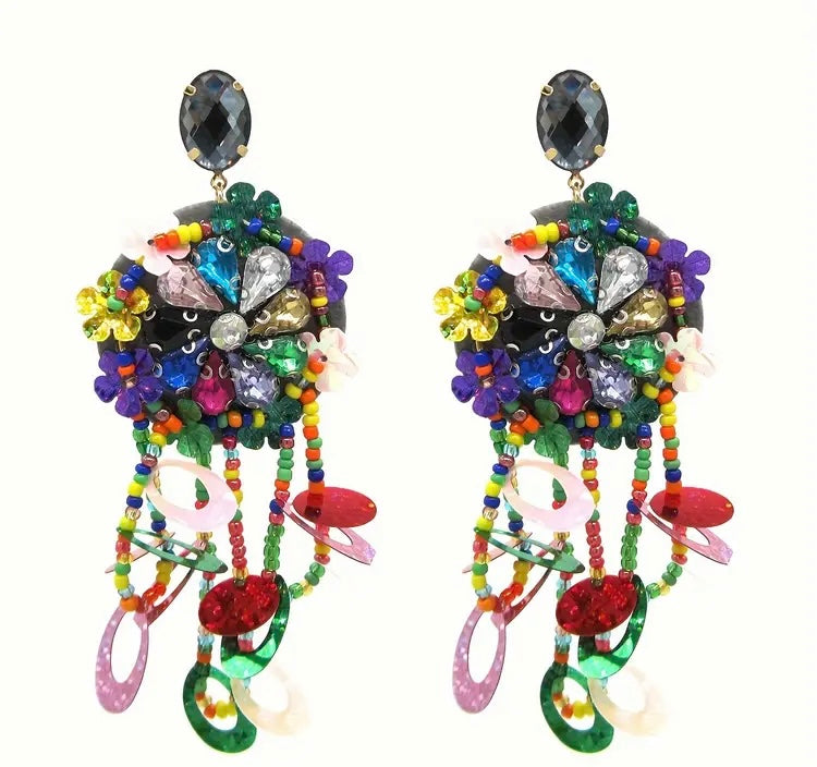 Carnival Chic Mardi Gras Colorful Beaded Tassel Drop w Cute Dangles Perfect for Casual Attire