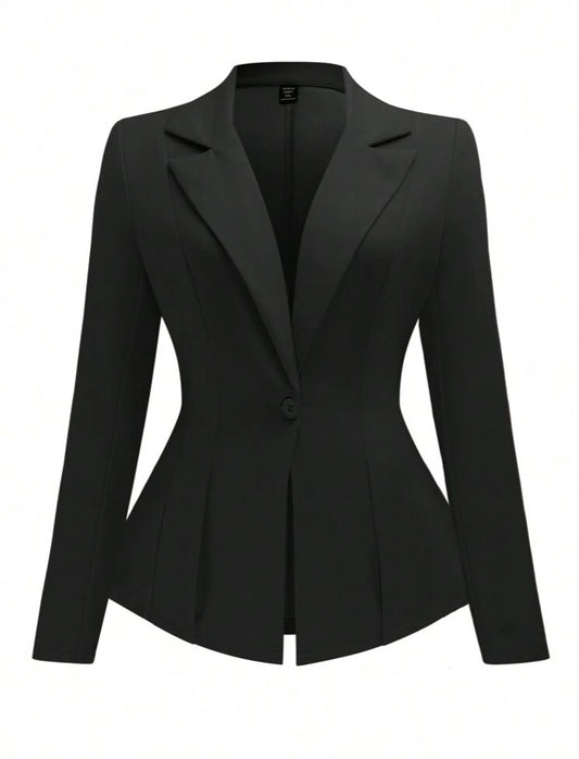 Black Classy Plus Size Slim Fit Suit Blazer Jacket Coat Fashion for Casual Daily Wear