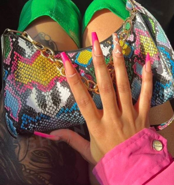 Lovely Hot Fashion Minimalist Multicolored Snakeskin Print Bag Tote Purse for Woman Accessories