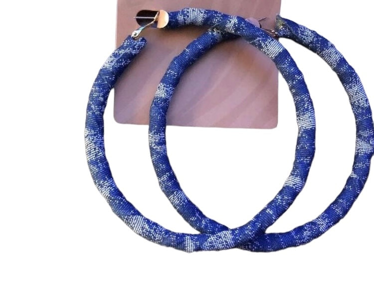 Women's Blue Jean Denim  Personality Exaggerate Large Hoop Earrings Accessories Jewelry