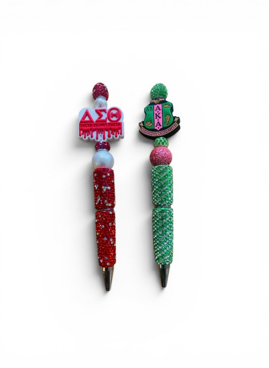 Sorority Rhinestone Custom Made Focal Beaded Fancy Bling Glitter Writing Pen