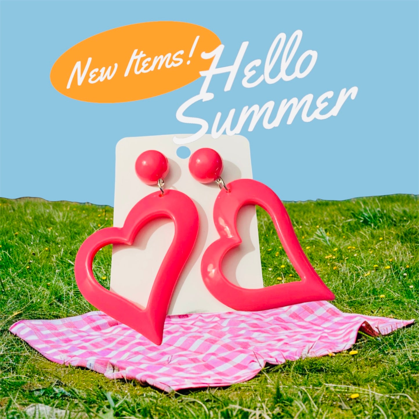 Cute & Bold Acrylic Heart Earrings in Fluorescent Colors Perfect for All Season Wear Accessories