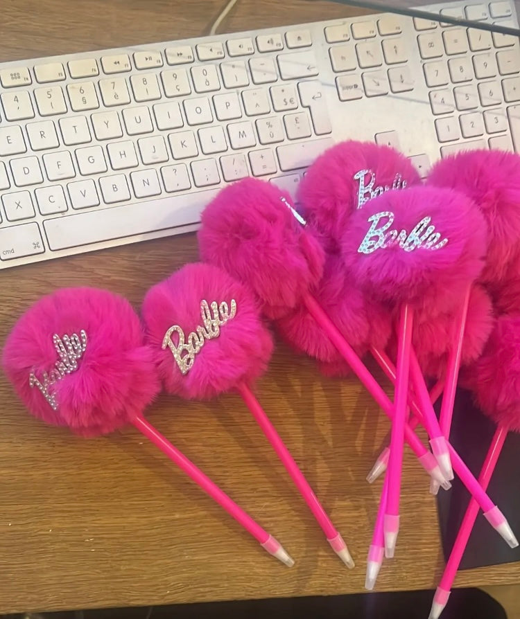 Barbie Plush Pom Pom Glitter Ball Cute Hand Ledger Diamond Decorative Writing Pen