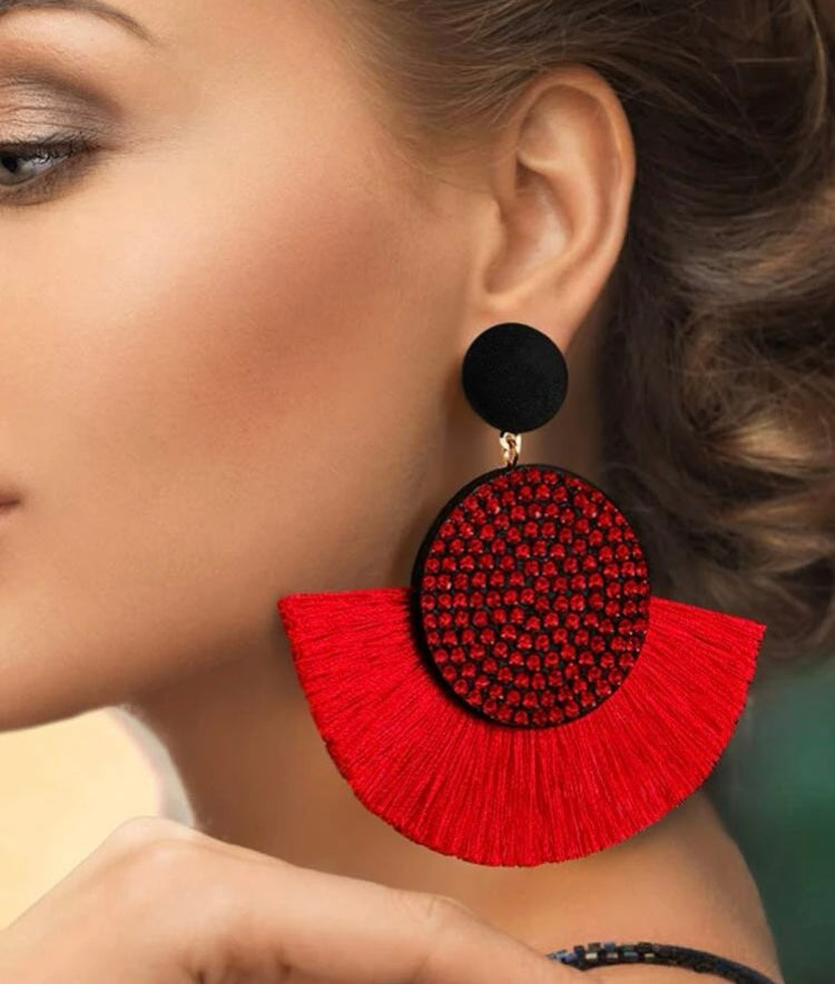 Fan Styled Statement Dangle Earrings for Women Pendant Tassel  Earrings  Jewelry