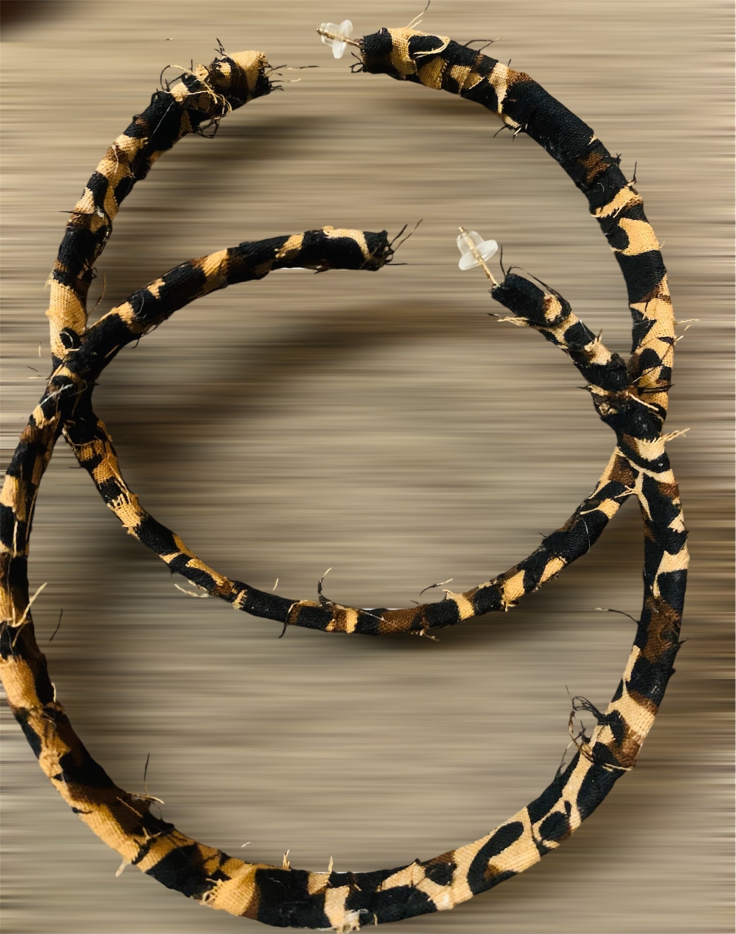Cheetah Girl Extra Large Distressed Hoops Fashionable Statement Earrings Handmade Jewelry