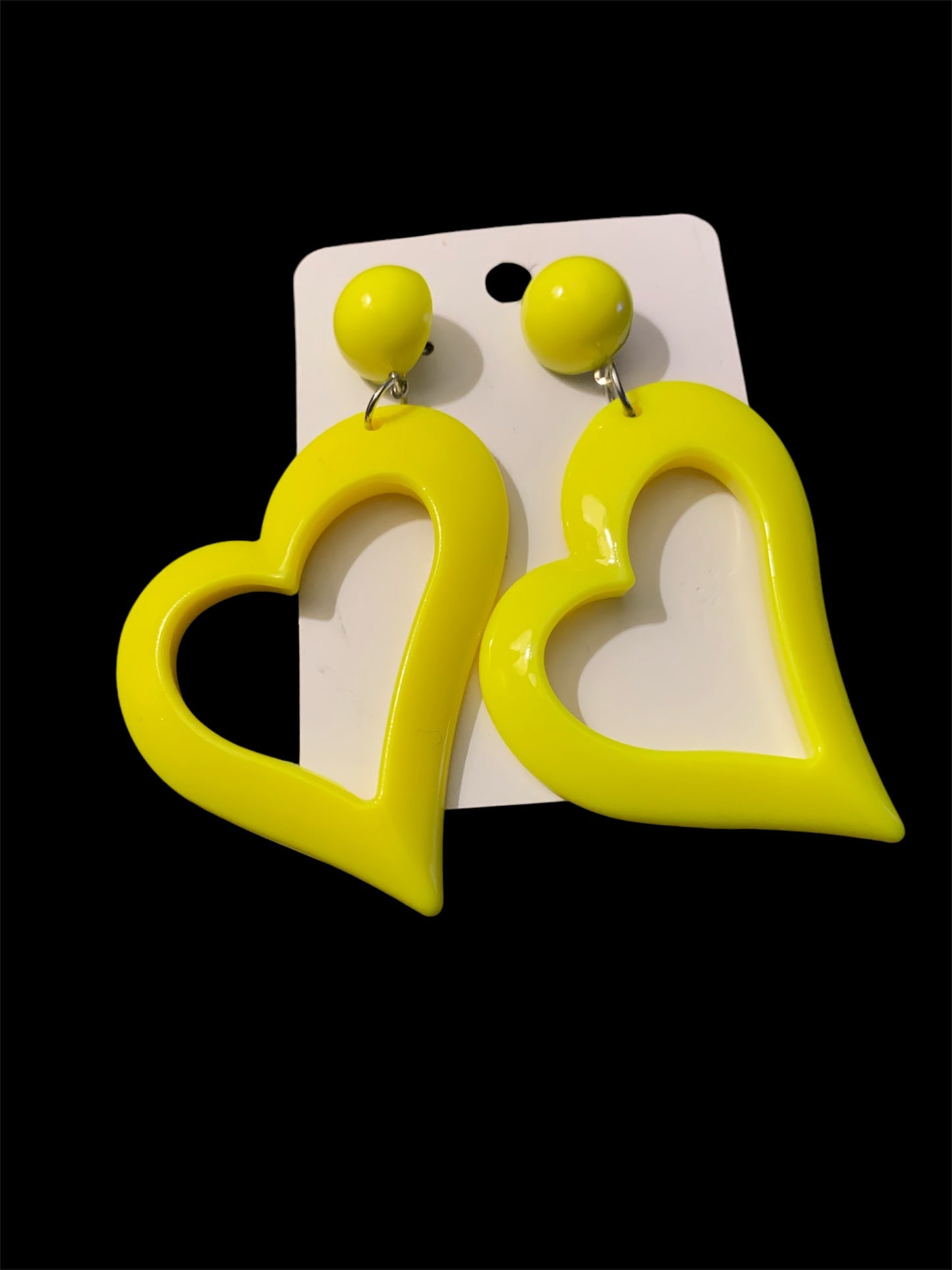 Cute & Bold Acrylic Heart Earrings in Fluorescent Colors Perfect for All Season Wear Accessories