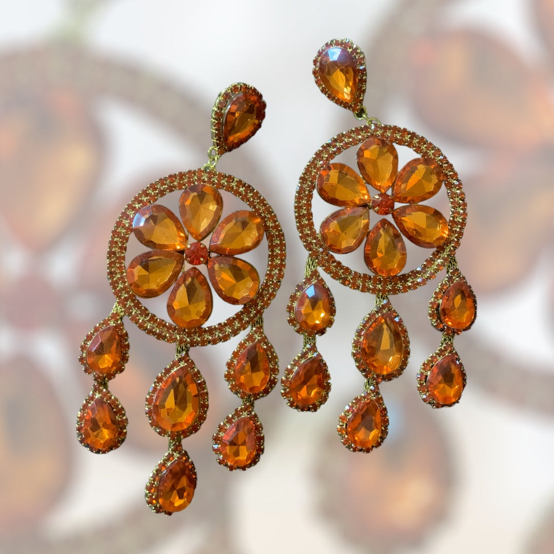 High Maintenance CEO Status Rhinestones Glass Tassel Water Drop Earrings for Women Big Size Dangle Earring Jewelry