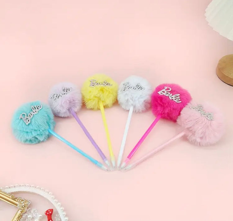 Barbie Plush Pom Pom Glitter Ball Cute Hand Ledger Diamond Decorative Writing Pen