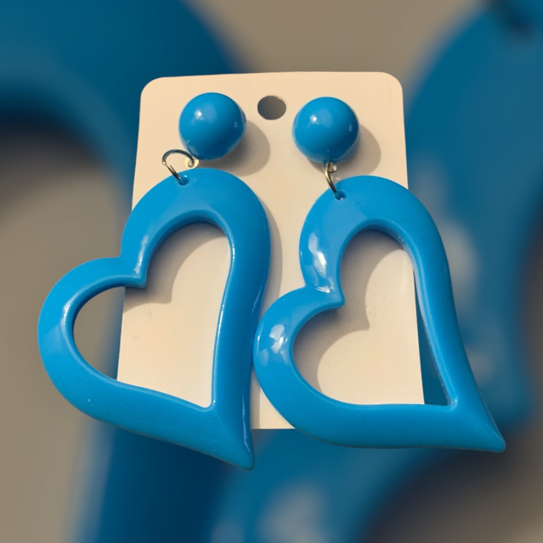 Cute & Bold Acrylic Heart Earrings in Fluorescent Colors Perfect for All Season Wear Accessories