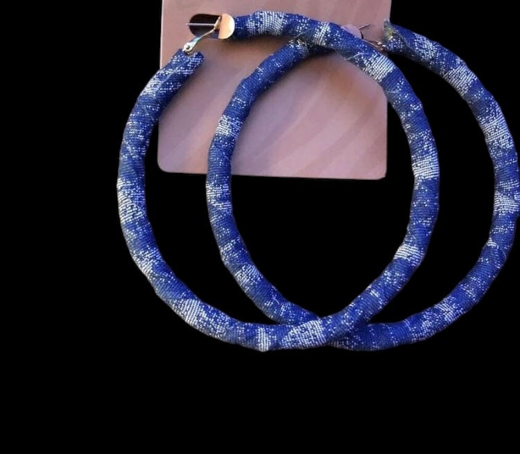 Women's Blue Jean Denim  Personality Exaggerate Large Hoop Earrings Accessories Jewelry