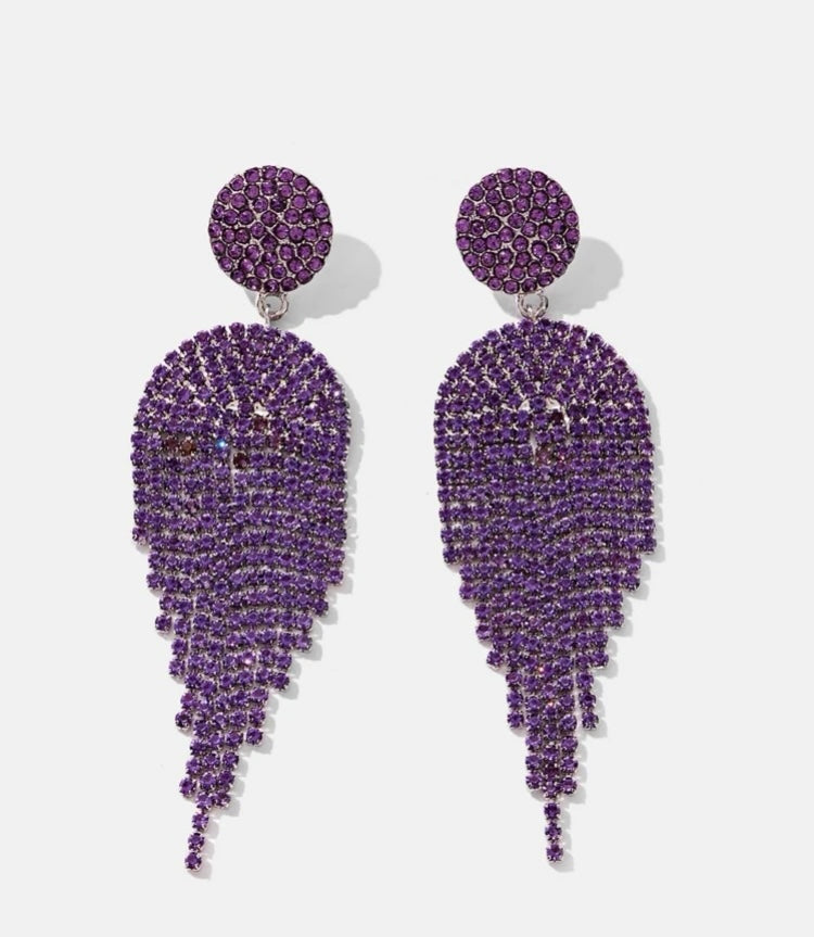 Rhinestone Purple Crystal Hot Fashion Drop Earrings for Women’s Accessories