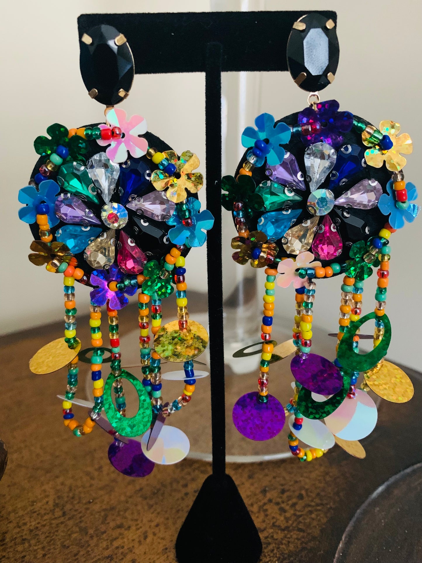 Carnival Chic Mardi Gras Colorful Beaded Tassel Drop w Cute Dangles Perfect for Casual Attire
