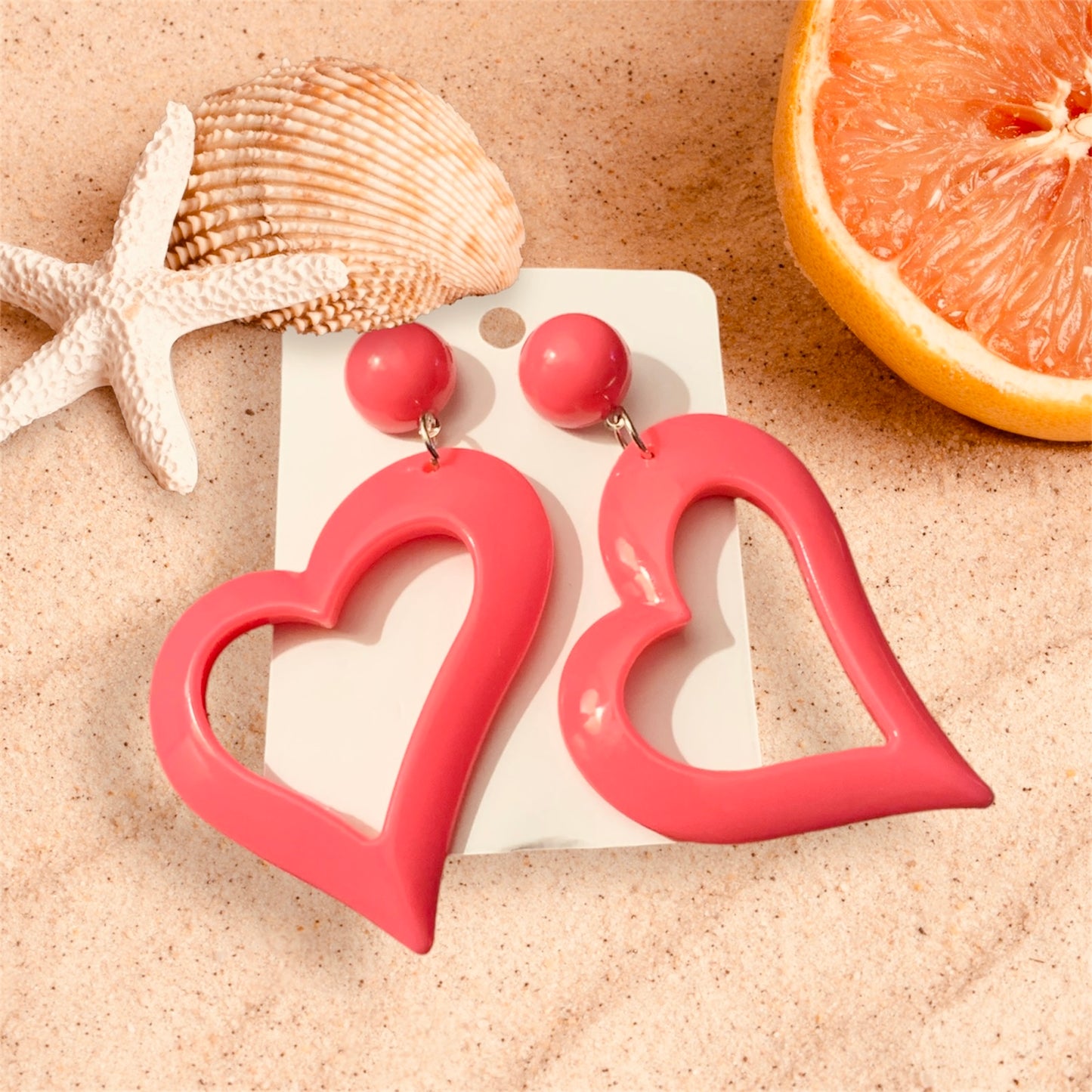 Cute & Bold Acrylic Heart Earrings in Fluorescent Colors Perfect for All Season Wear Accessories