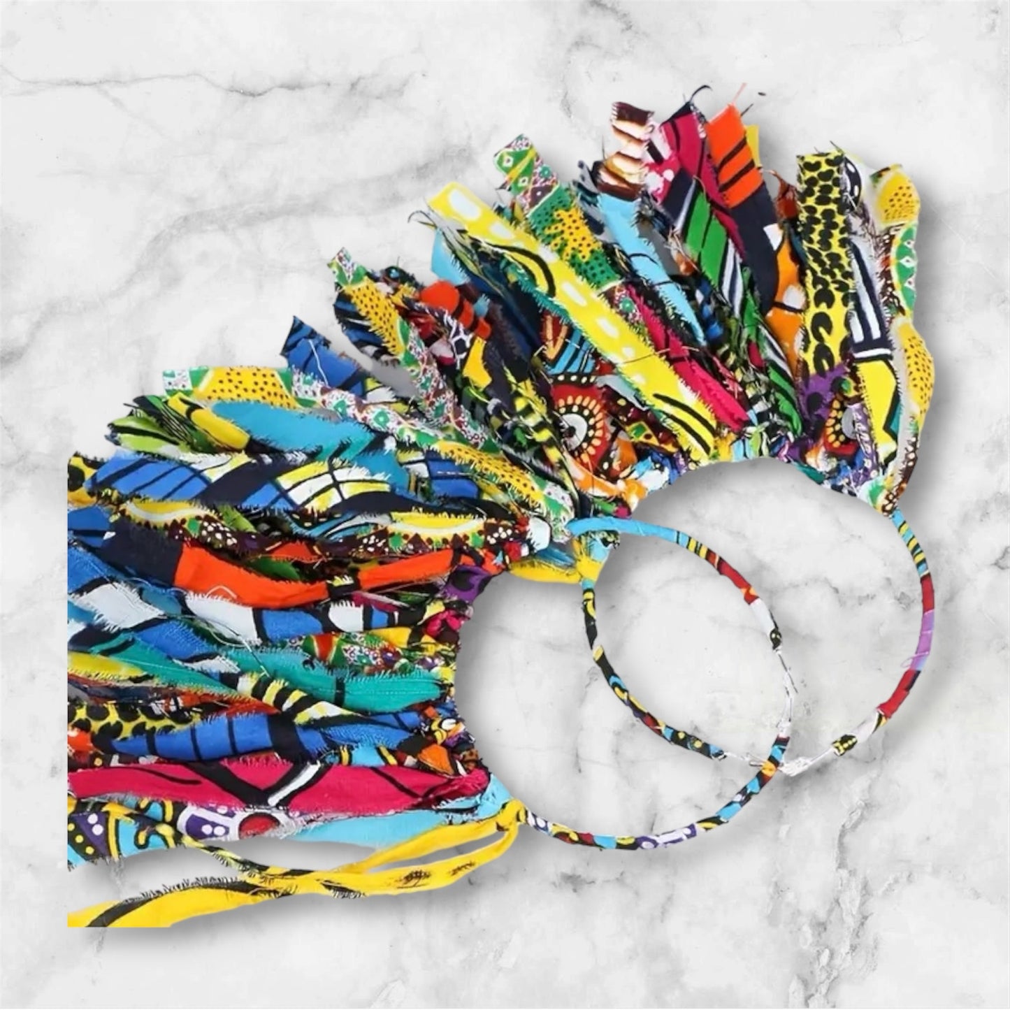 African Women’s Big Hoop Styled Fabric Cloth Feathered Multicolor Statement Fashion Earrings